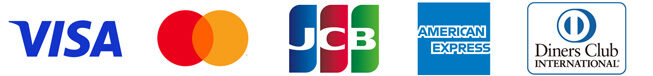 VISA／Mastercard／JCB／AMEX／Diners Club